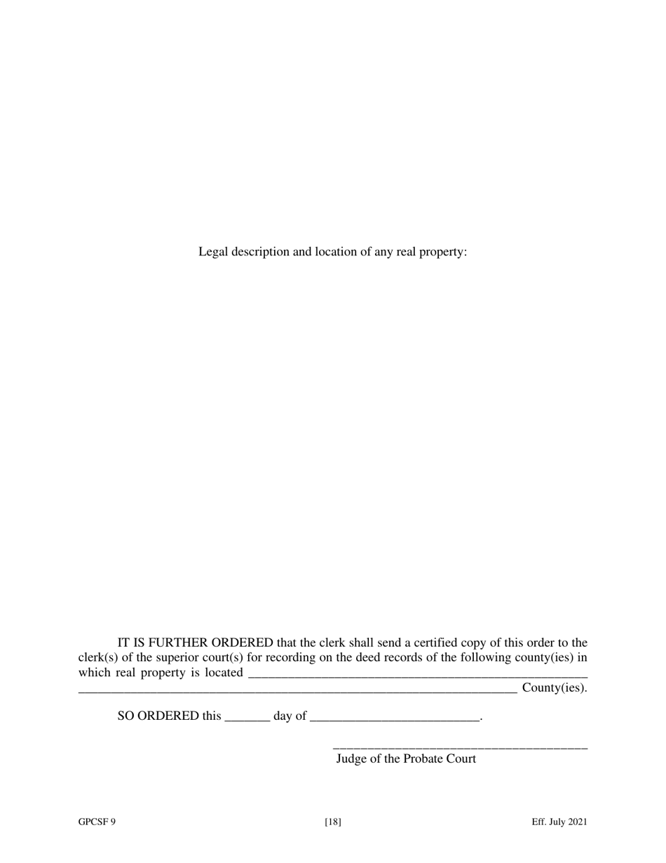 Form GPCSF9 Petition for Order Declaring No Administration Necessary - Georgia (United States), Page 20