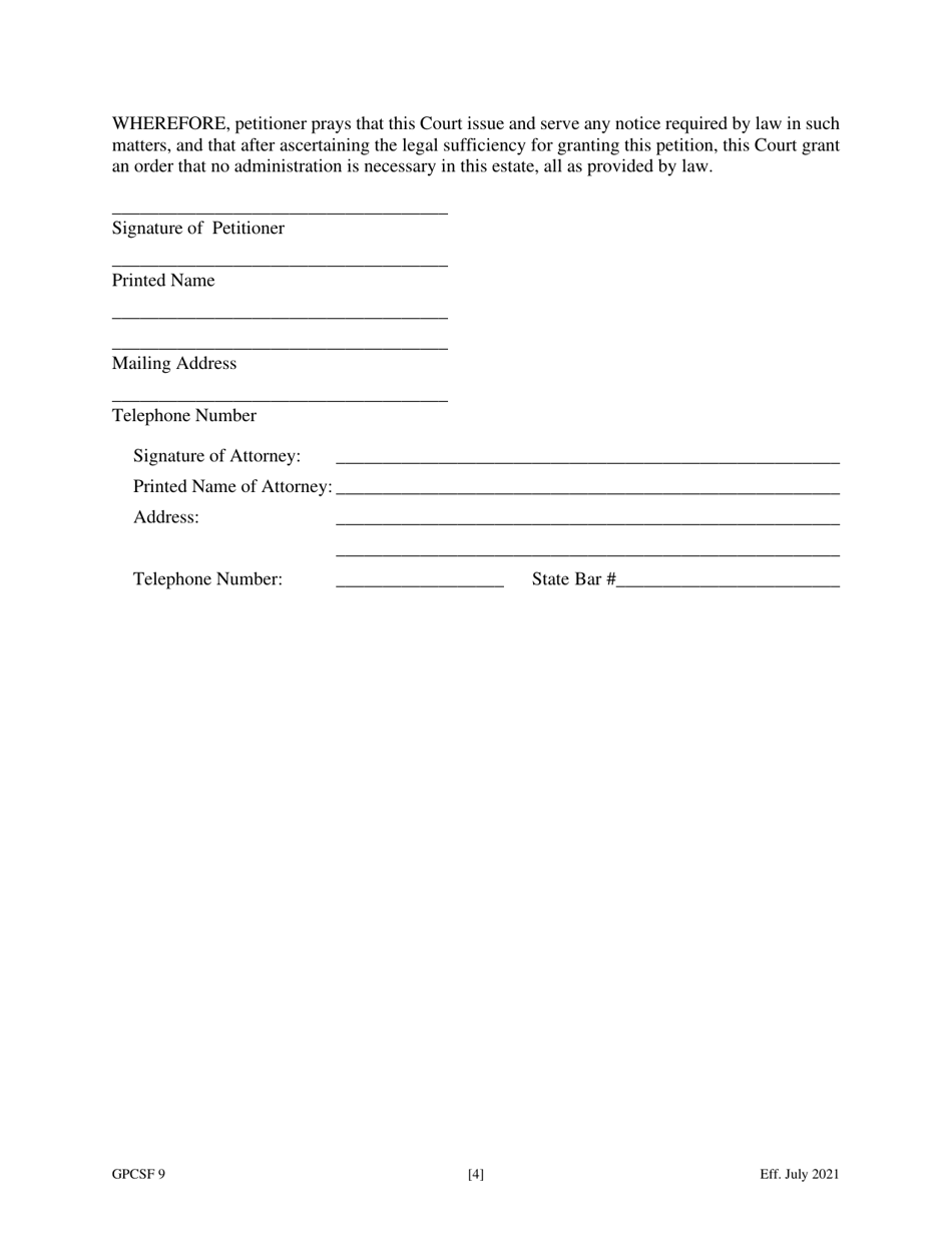 Form GPCSF9 - Fill Out, Sign Online and Download Fillable PDF, Georgia ...