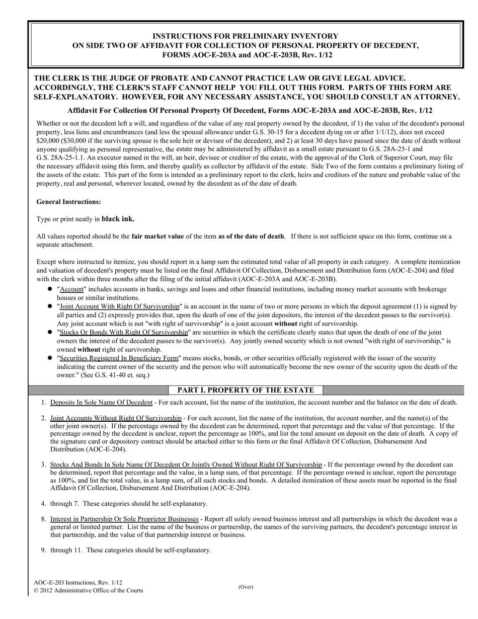 Small Estate Application Forms - North Carolina, Page 4