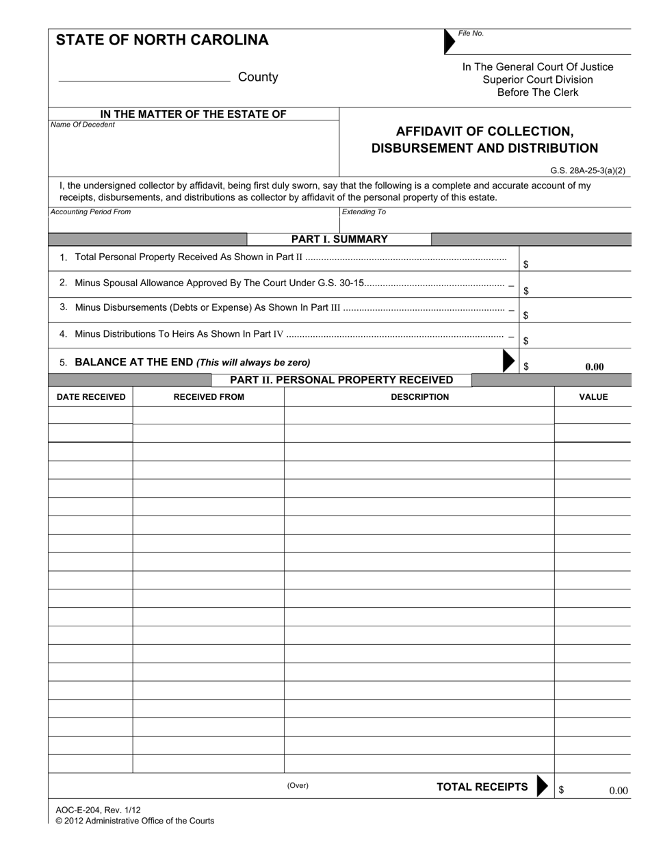 Small Estate Application Forms - North Carolina, Page 7