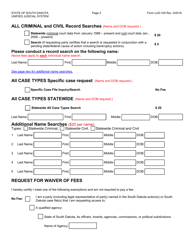 Form UJS-100 Record Inquiry &amp; Search Request Form - South Dakota, Page 2