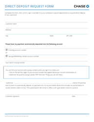 Document preview: Chase Direct Deposit Form