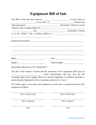 Document preview: Equipment Bill of Sale Template