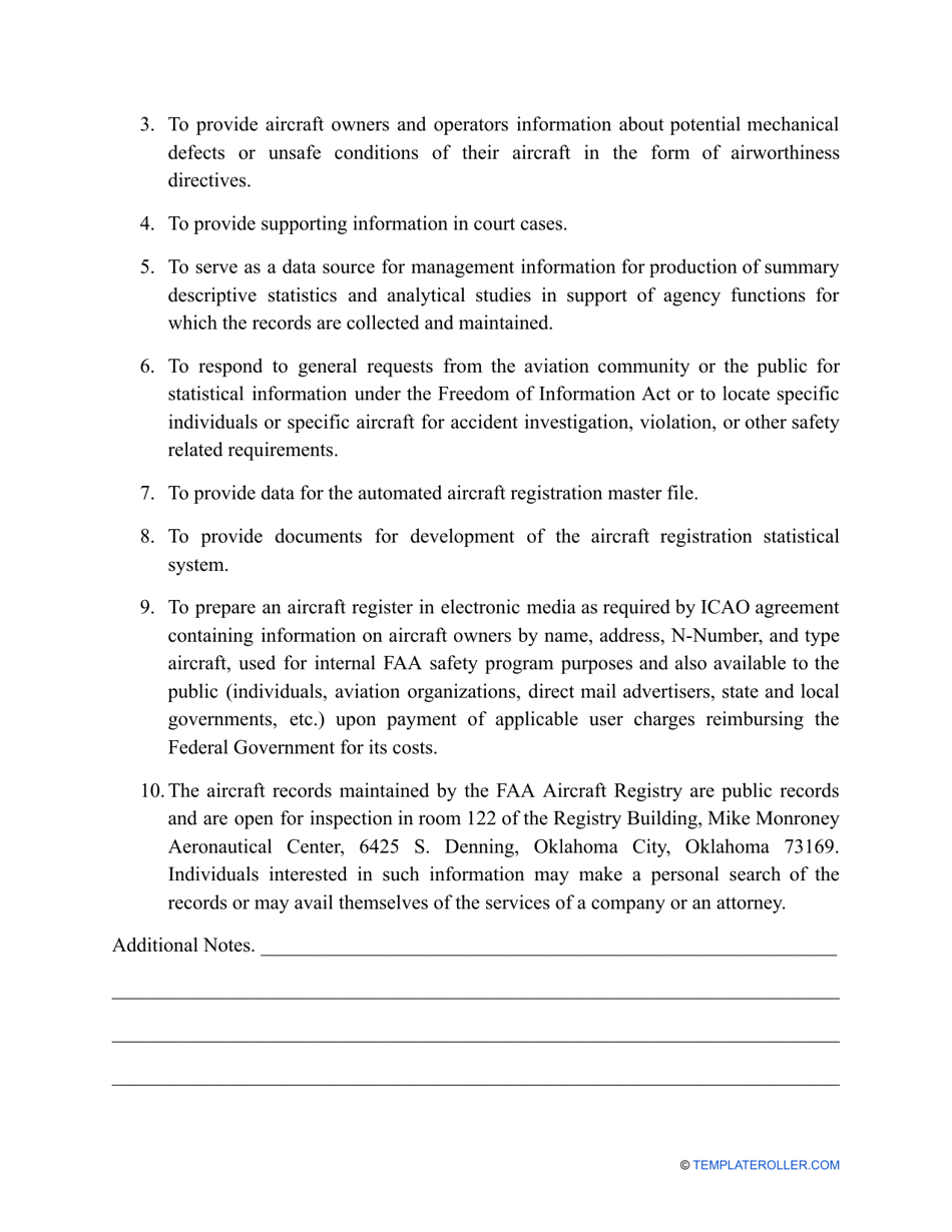 FAA Bill of Sale Template, Page 3