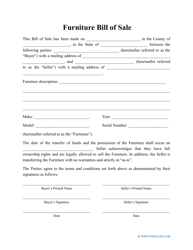 Document preview: Furniture Bill of Sale Template
