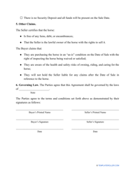 Horse Bill of Sale Template, Page 2