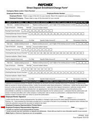 Paychex Direct Deposit Form
