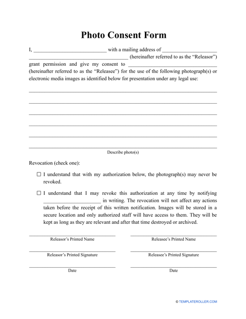 Photo Consent Form Download Pdf