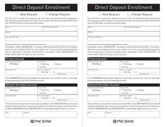 Document preview: Pnc Direct Deposit Enrollment Form