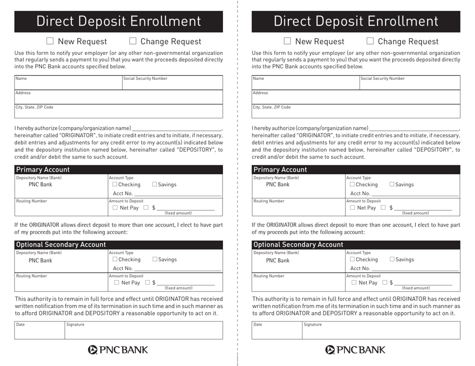 pnc direct deposit enrollment form download printable pdf templateroller