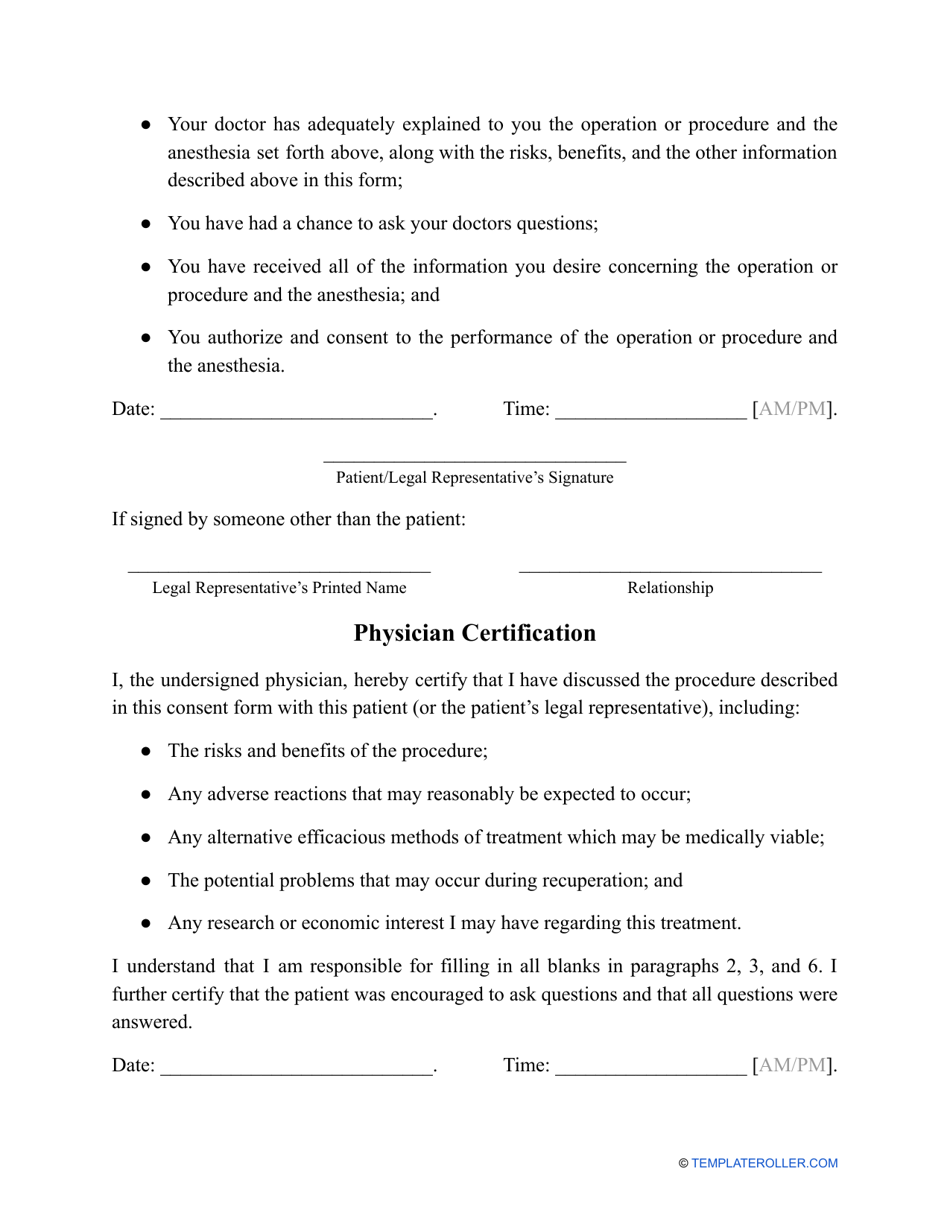 Surgery Consent Form, Page 4