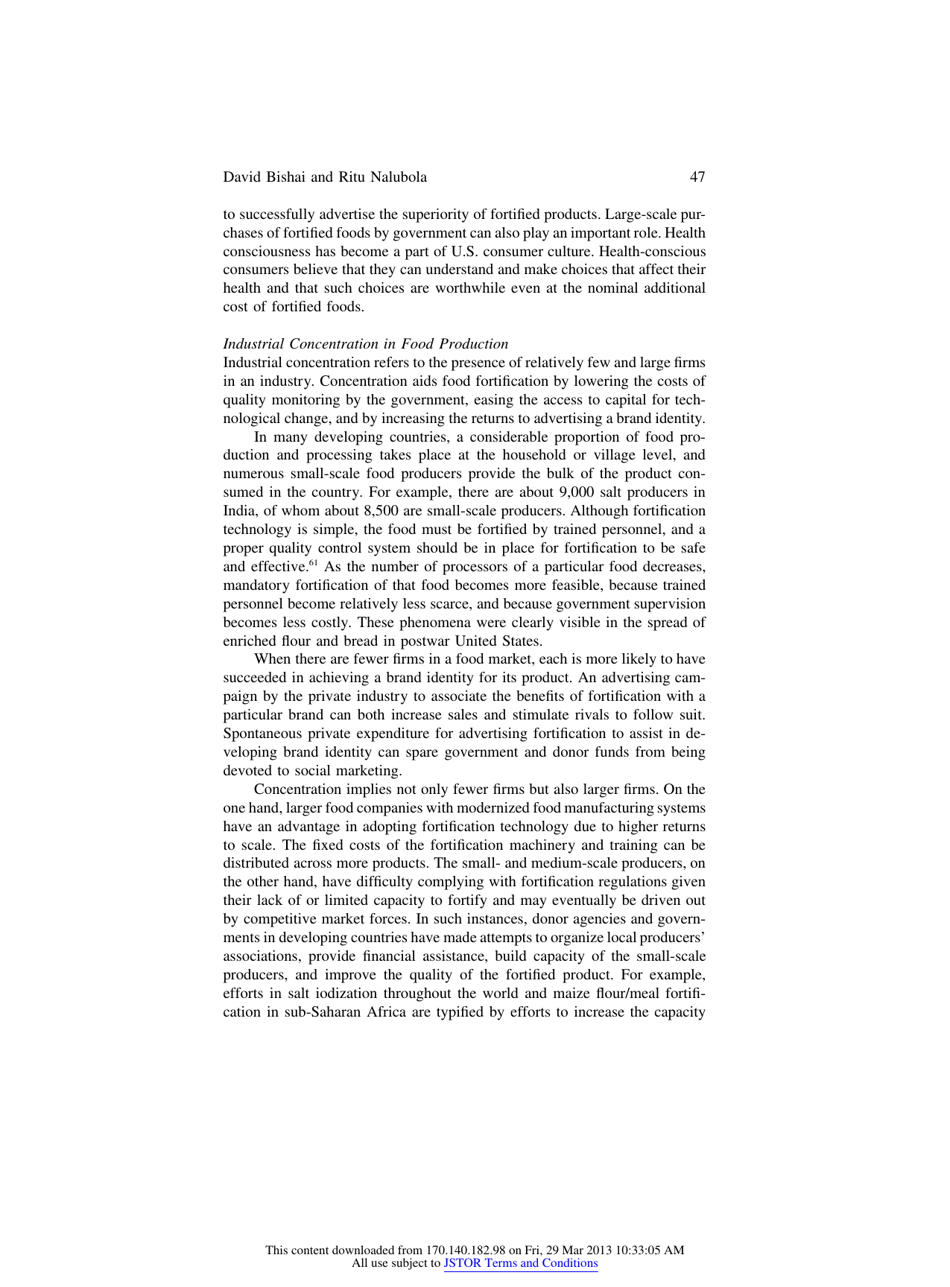 The History of Food Fortification in the United States: Its Relevance for Current Fortification Efforts in Developing Countries - David Bishai, Ritu Nalubola - Chicago, Illinois, Page 12