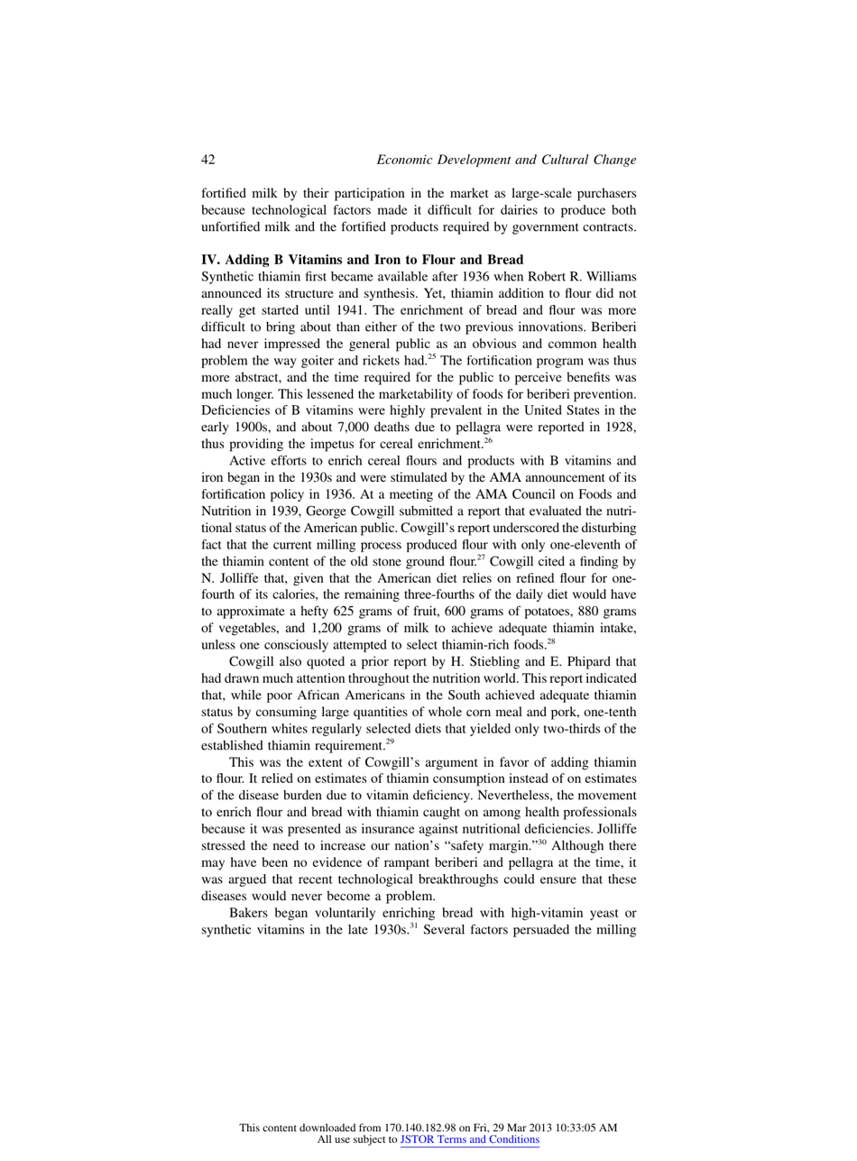The History of Food Fortification in the United States: Its Relevance for Current Fortification Efforts in Developing Countries - David Bishai, Ritu Nalubola - Chicago, Illinois, Page 7