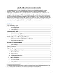 Document preview: Covid-19 Hospital Resource Compilation