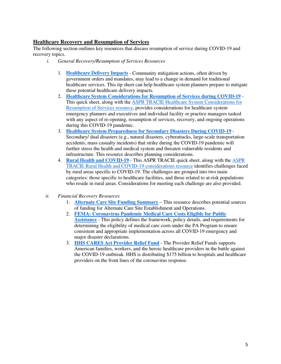 Covid-19 Hospital Resource Compilation, Page 5