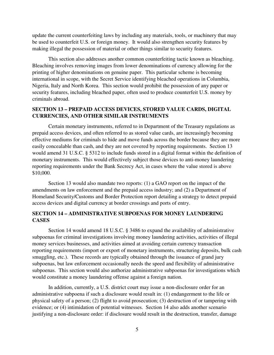 Combating Money Laundering, Terrorist Financing, and Counterfeiting Act - Senators Chuck Grassley and Dianne Feinstein - Iowa, Page 5