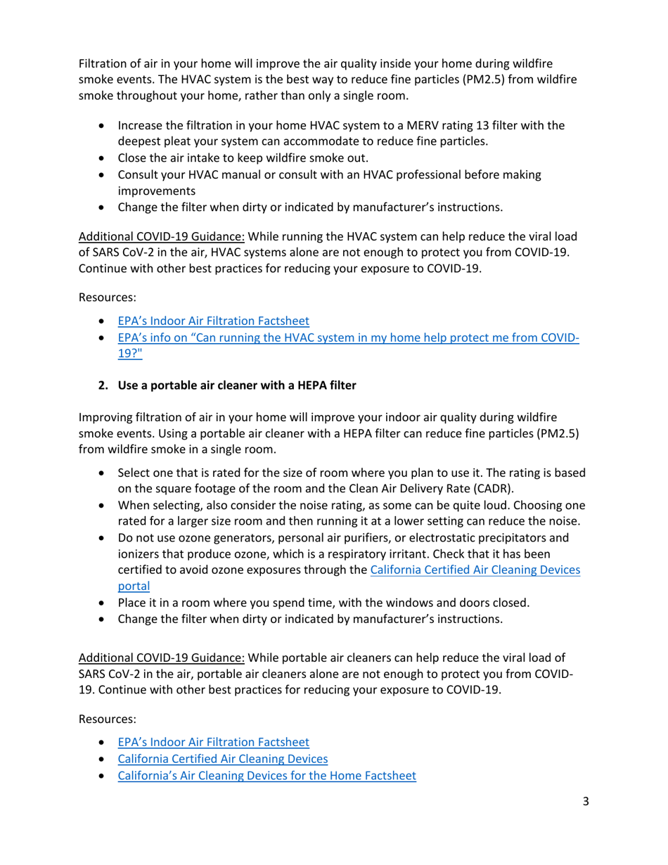 Recommendations for Wildfire Smoke and Covid-19 During the 2020 Wildfire Season - Washington, Page 3