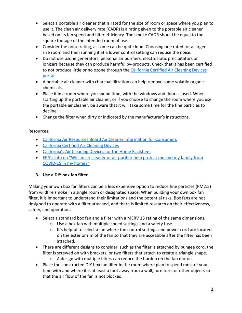 DOH Form 821-144 Recommendations for Wildfire Smoke and Covid-19 During the 2021 Wildfire Season - Washington, Page 4
