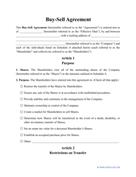 Document preview: Buy-Sell Agreement Template