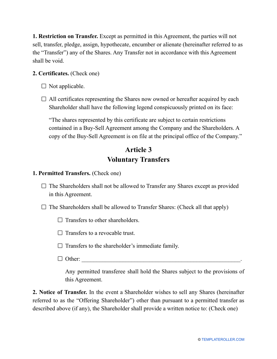 Buy-Sell Agreement Template, Page 2