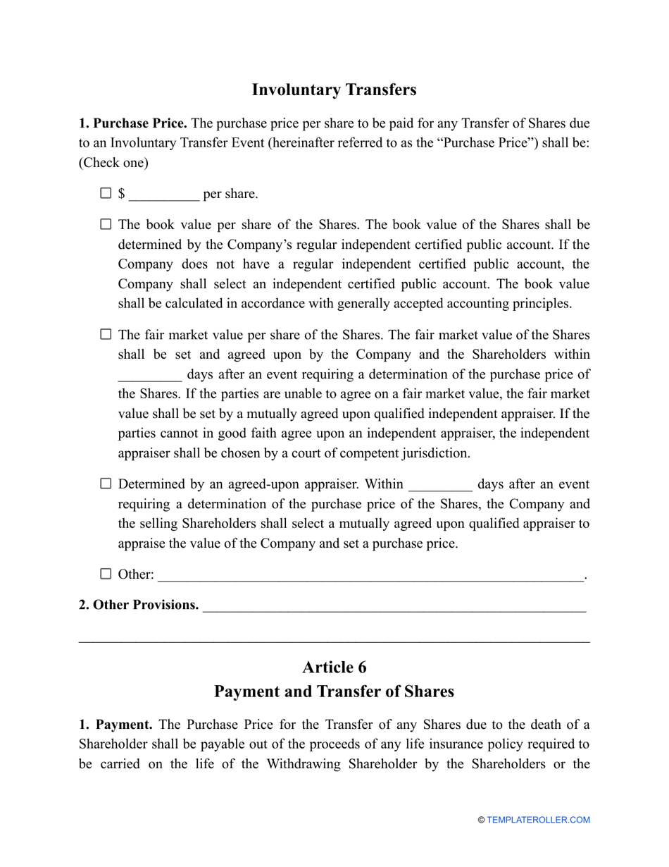 Buy-Sell Agreement Template, Page 7