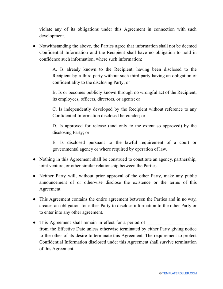 Mutual Non-disclosure Agreement Template, Page 3