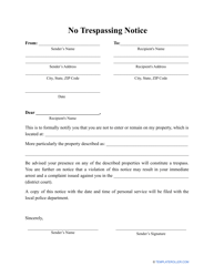 Document preview: No Trespassing Notice Template