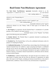 Document preview: Real Estate Non-disclosure Agreement Template