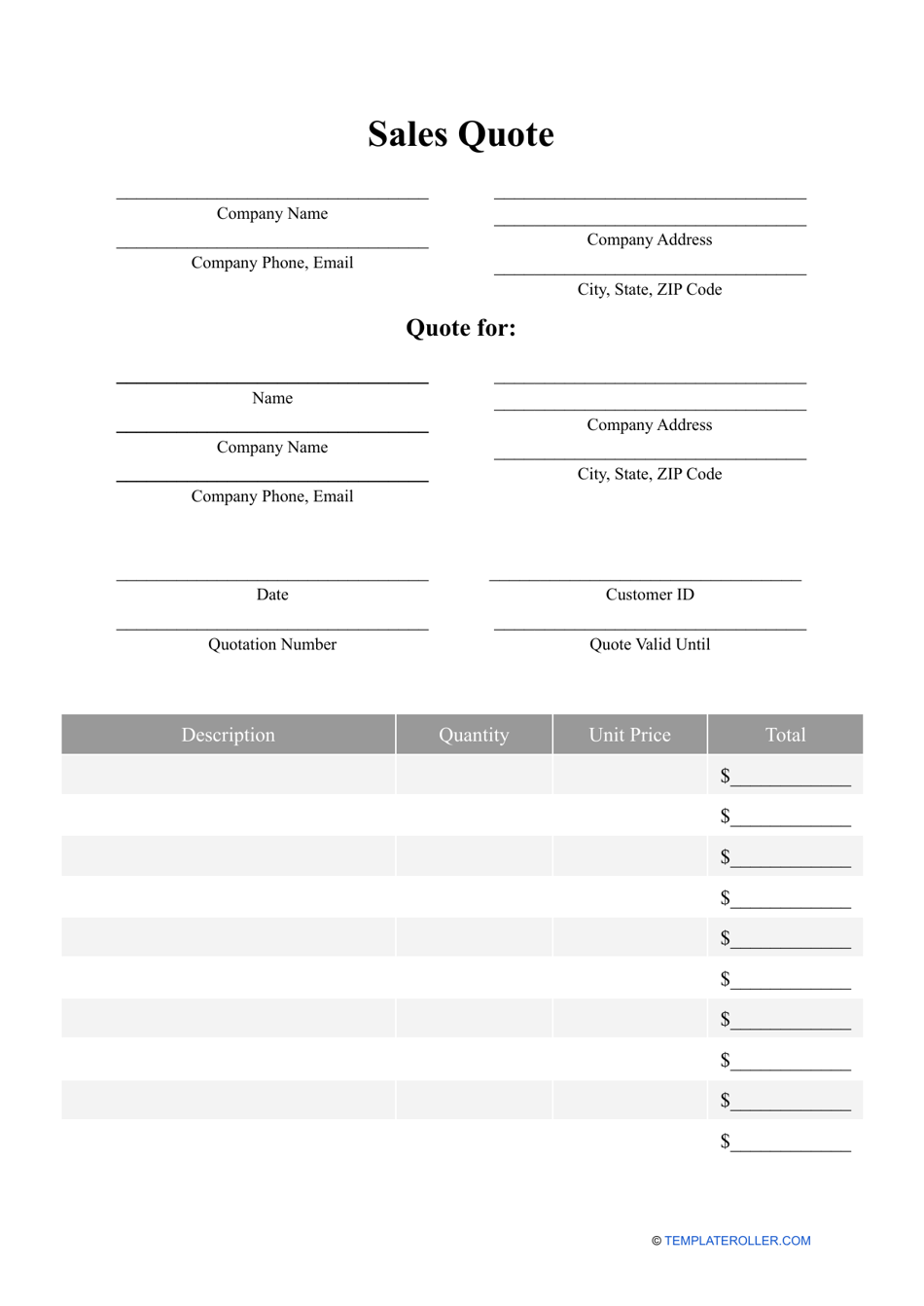 Sales Quote Template, Page 1