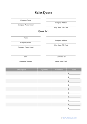 Document preview: Sales Quote Template