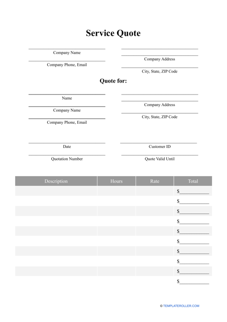 Service Quote Template Download Pdf