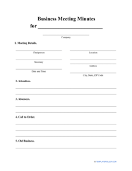 &quot;Business Meeting Minutes Template&quot;
