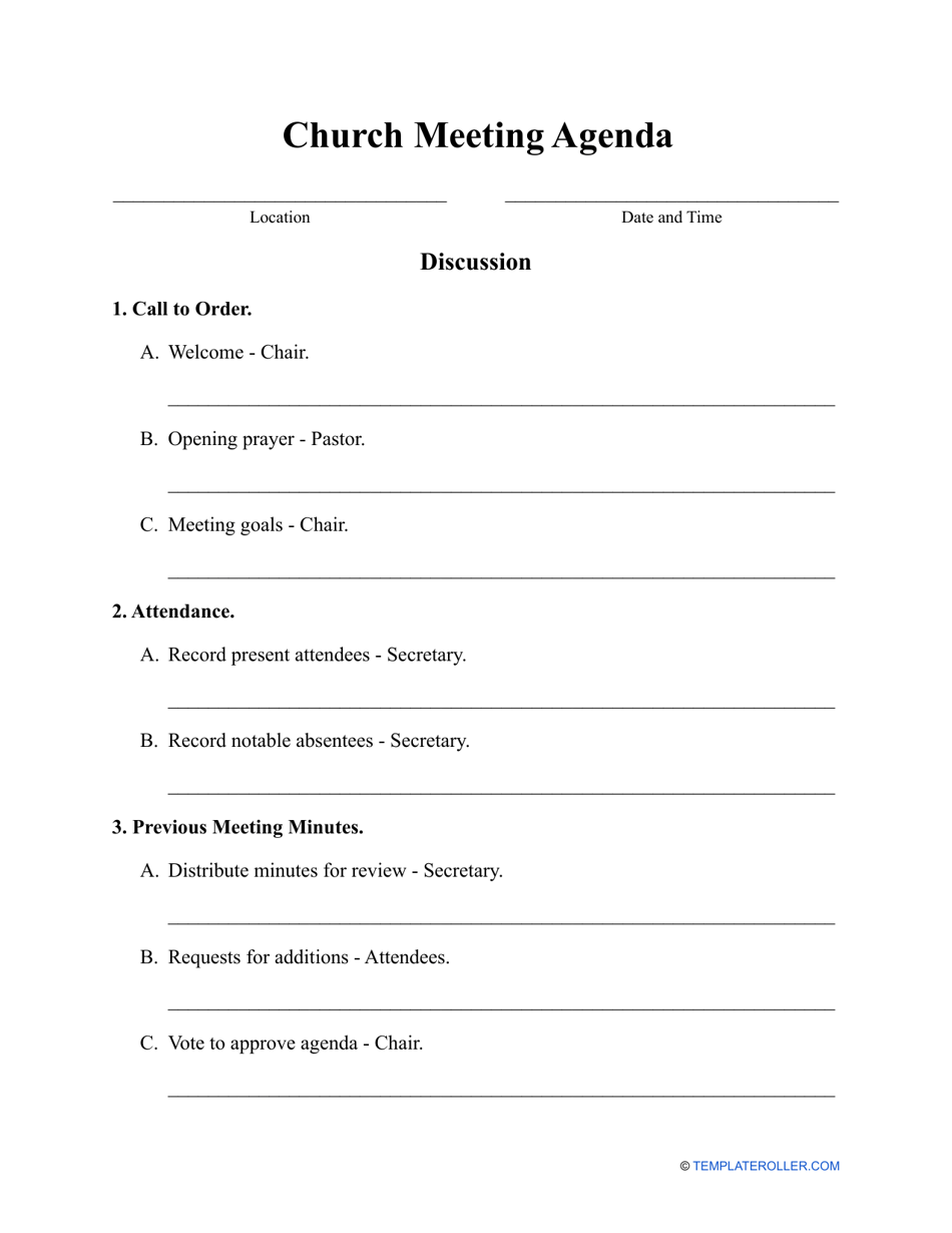 Church Meeting Agenda Template Fill Out Sign Online And Download PDF