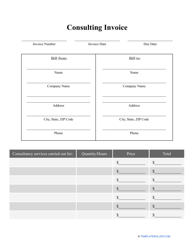 &quot;Consulting Invoice Template&quot;