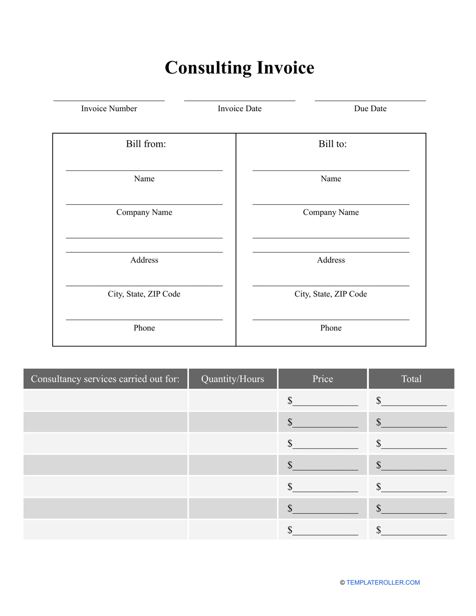Consulting Invoice Template, Page 1