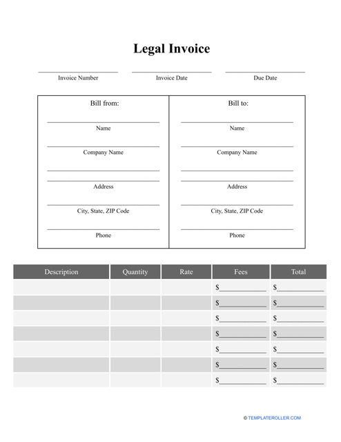 Legal Invoice Template Fill Out, Sign Online and Download PDF