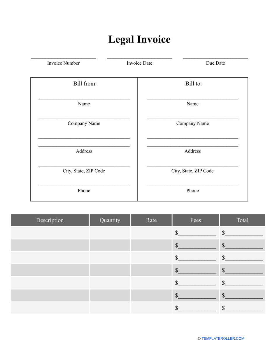 Legal Invoice Template, Page 1