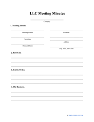 Document preview: LLC Meeting Minutes Template