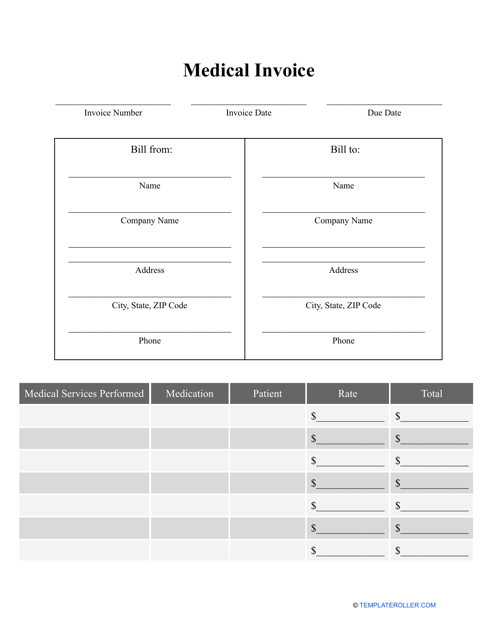 Medical Invoice Template Fill Out, Sign Online and Download PDF