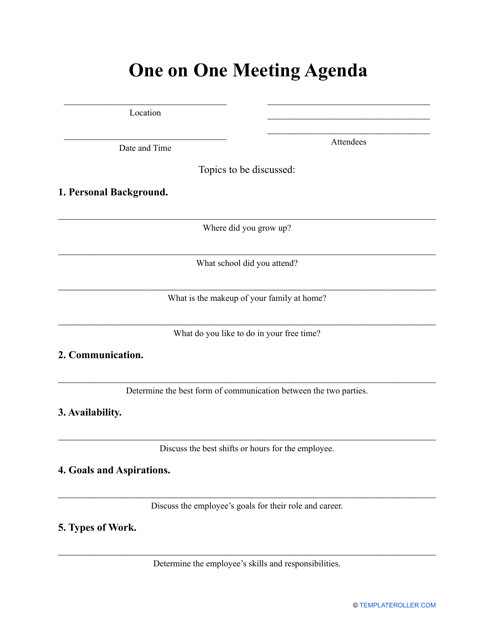 One on One Meeting Agenda Template