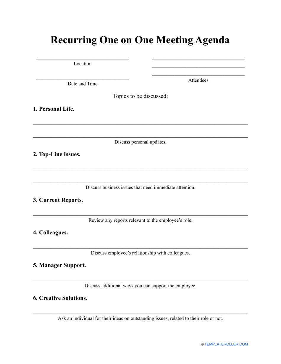 One on One Meeting Agenda Template, Page 3