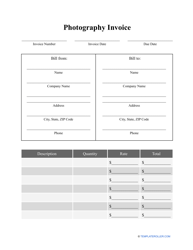 &quot;Photography Invoice Template&quot;
