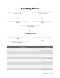 Document preview: Recurring Invoice Template