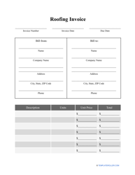 Document preview: Roofing Invoice Template