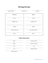 Document preview: Towing Invoice Template