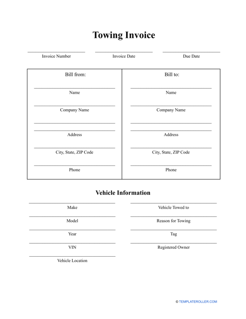 Towing Invoice Template Download Pdf