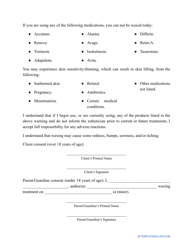 Waxing Consent Form, Page 2