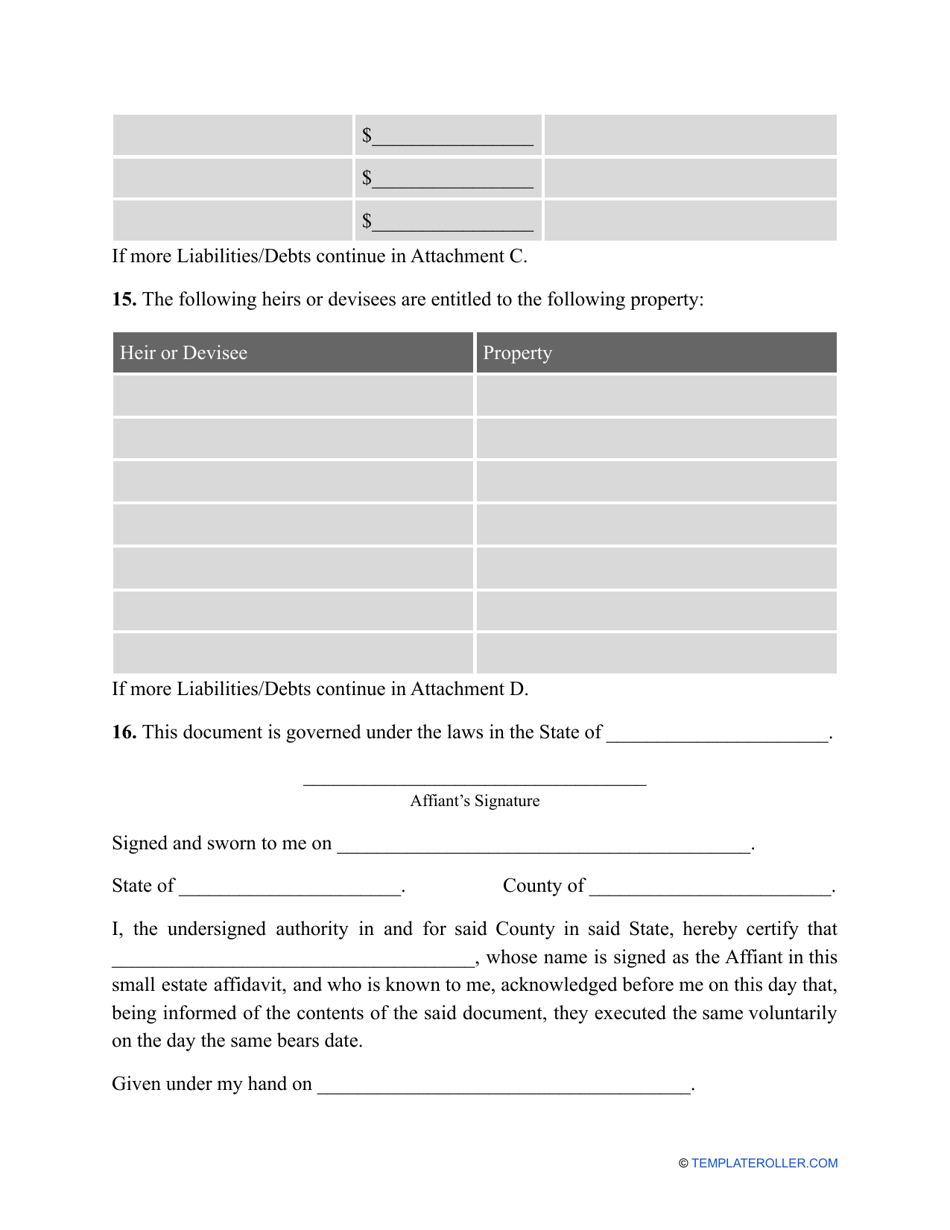 Small Estate Affidavit Form - Florida, Page 4