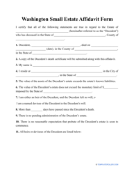 Document preview: Small Estate Affidavit Form - Washington