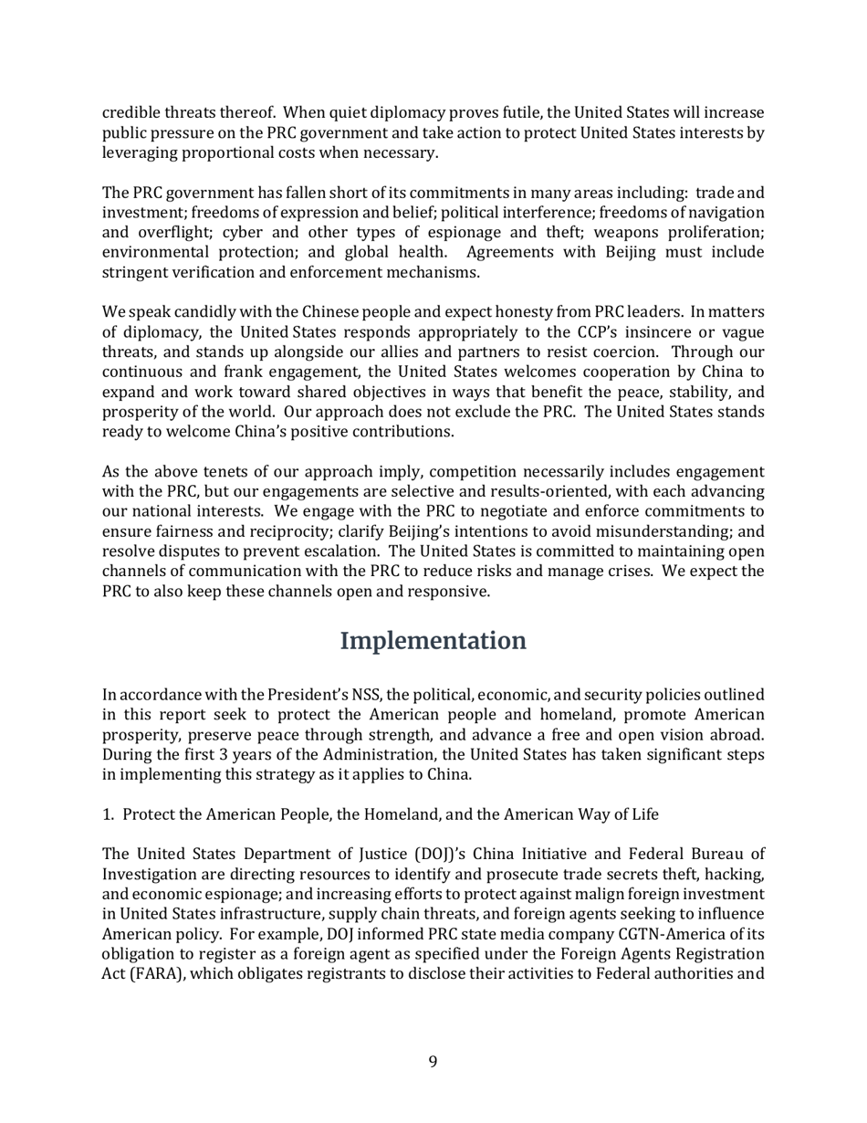 United States Strategic Approach to the Peoples Republic of China, Page 9